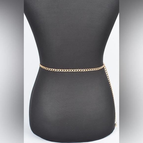 Rhinestone Chain Layered Statement Belt - Picture 2 of 6